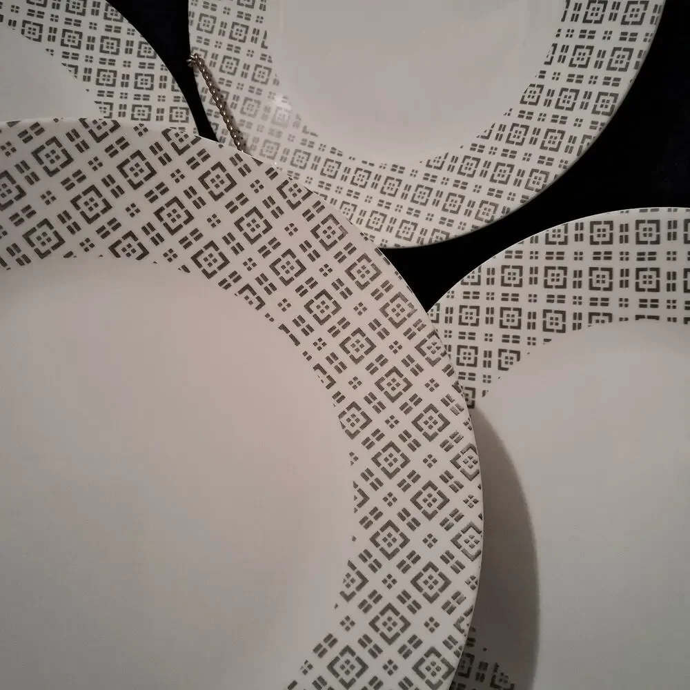 Set of 4 Corelle Boutique Farmstead Gray Dinner Plates 11